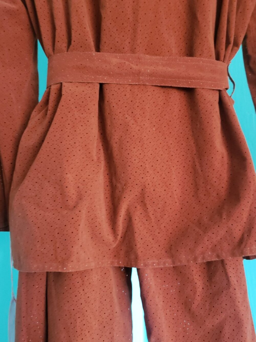Vintage 70s Sample Deadstock two piece orange Boho disco Lounge suit set RETRO - Picture 11 of 13